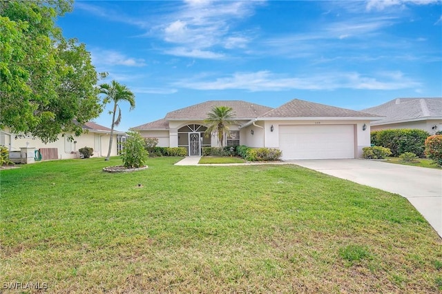 3719 Kent Dr, Naples, FL 34112 - ranch-style house featuring a front yard, stucco siding, concrete driveway, and a garage