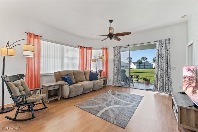 3895 Sabal Springs Blvd, North Fort Myers, FL 33917 - living room featuring wood finished floors and ceiling fan