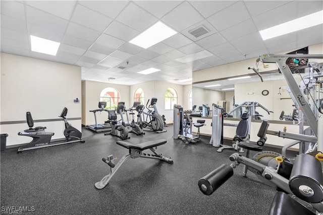 3895 Sabal Springs Blvd, North Fort Myers, FL 33917 - exercise room featuring visible vents and a paneled ceiling