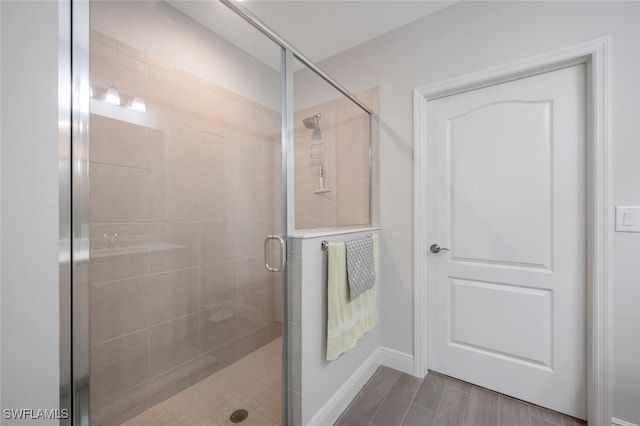 6953 Avalon Cir Unit 1804, Naples, FL 34112 - bathroom with a shower stall and baseboards