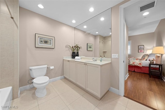 24031 Via Castella Dr Unit 1302, Bonita Springs, FL 34134 - bathroom with tile patterned floors, visible vents, ensuite bath, recessed lighting, and walk in shower