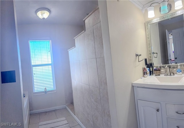 3911 9th St SW, Lehigh Acres, FL 33976 - full bath featuring vanity, tile patterned flooring, a tub, and a shower