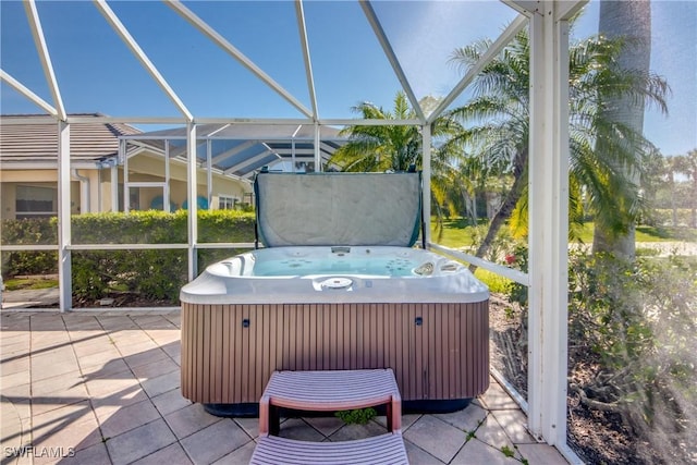 2626 Astwood Ct, Cape Coral, FL 33991 - unfurnished sunroom featuring a hot tub