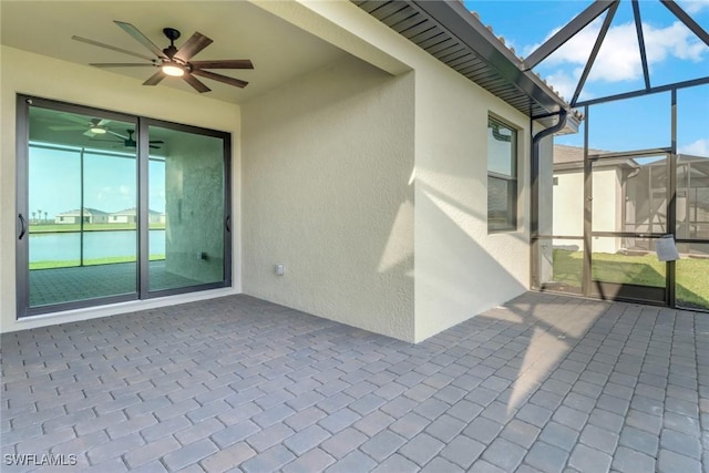 19513 Hinkley Dr, Estero, FL 33928 - view of patio featuring a ceiling fan and a lanai