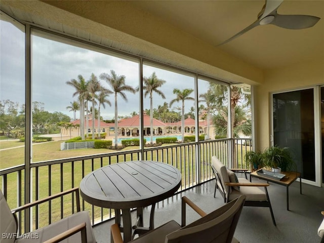 5956 Tarpon Gardens Cir Unit 201, Cape Coral, FL 33914 - sunroom / solarium with a ceiling fan