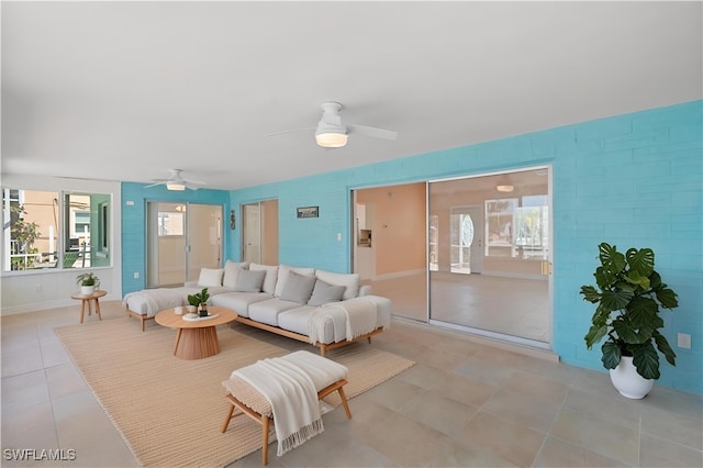 411 Connecticut St, Fort Myers Beach, FL 33931 - living area featuring ceiling fan and light tile patterned floors