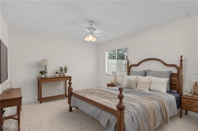 411 Connecticut St, Fort Myers Beach, FL 33931 - bedroom with light colored carpet, ceiling fan, and baseboards