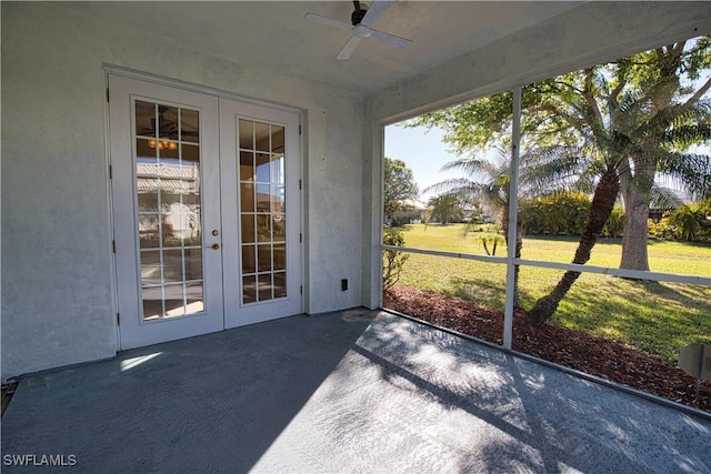 1675 Blue Lake Cir, Punta Gorda, FL 33983 - sunroom featuring french doors and ceiling fan