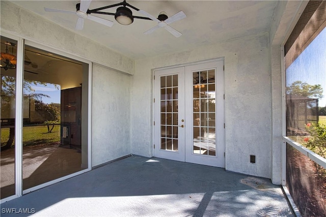 1675 Blue Lake Cir, Punta Gorda, FL 33983 - view of patio / terrace with a ceiling fan and french doors