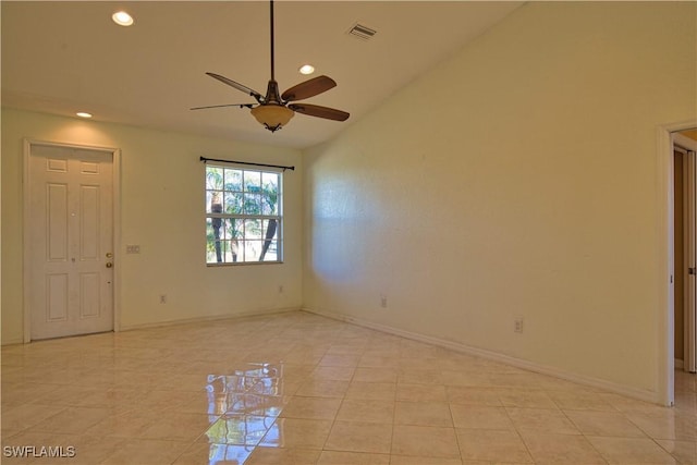 1675 Blue Lake Cir, Punta Gorda, FL 33983 - spare room featuring recessed lighting, a ceiling fan, visible vents, and baseboards