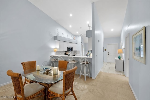 8073 Panther Trl Unit 1403, Naples, FL 34113 - dining space with recessed lighting, baseboards, light colored carpet, and light tile patterned floors