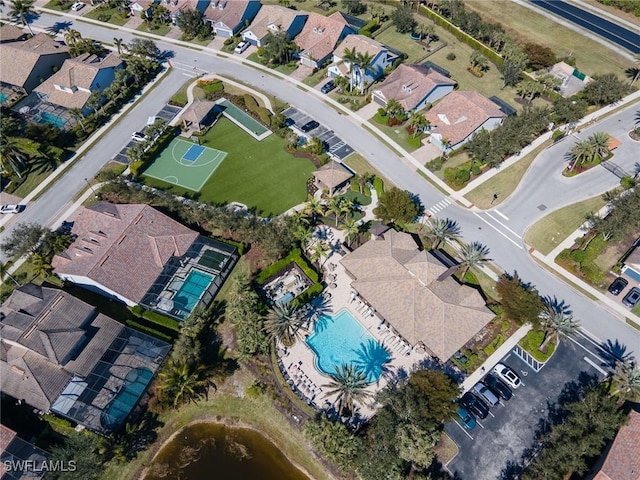 aerial view with a residential view