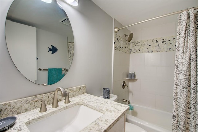 1232 Commonwealth Cir Unit P103, Naples, FL 34116 - bathroom featuring vanity, toilet, and shower / tub combo with curtain