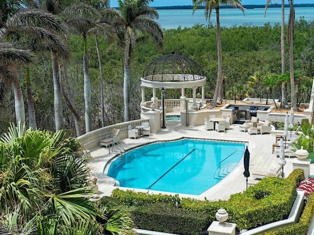 5051 Pelican Colony Blvd Unit 301, Bonita Springs, FL 34134 - pool with a water view and a patio area