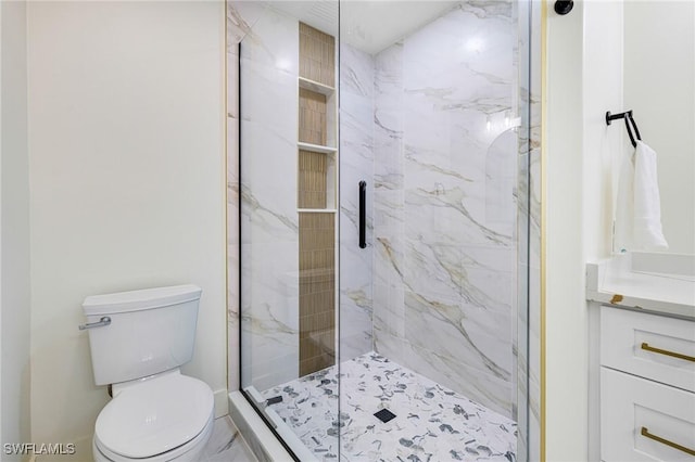 16451 Millstone Cir Unit 101, Fort Myers, FL 33908 - bathroom featuring toilet, a marble finish shower, and vanity