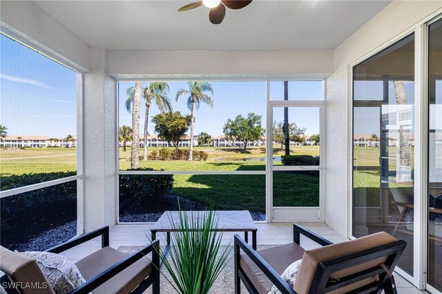 16451 Millstone Cir Unit 101, Fort Myers, FL 33908 - sunroom featuring ceiling fan
