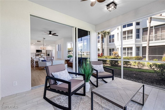 16451 Millstone Cir Unit 101, Fort Myers, FL 33908 - sunroom with ceiling fan