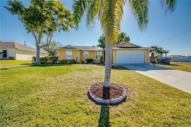 2303 NE 7th Ave, Cape Coral, FL 33909 - single story home featuring a garage, a front lawn, stucco siding, and concrete driveway