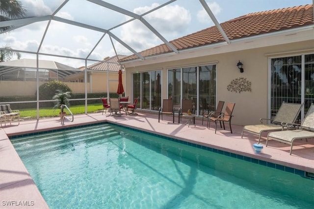 outdoor pool with a patio