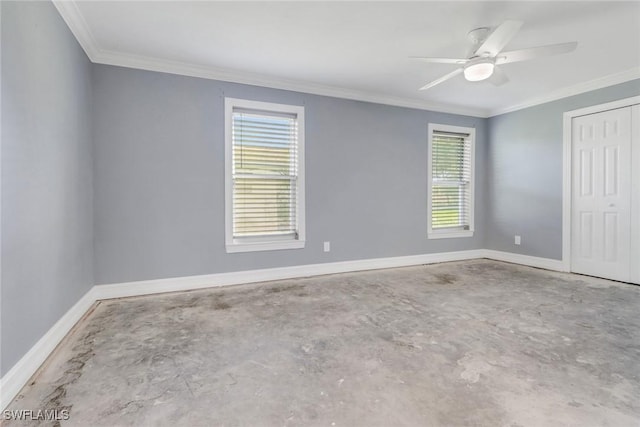2324 Westwood Rd, North Fort Myers, FL 33917 - unfurnished bedroom with baseboards, unfinished concrete flooring, and ornamental molding