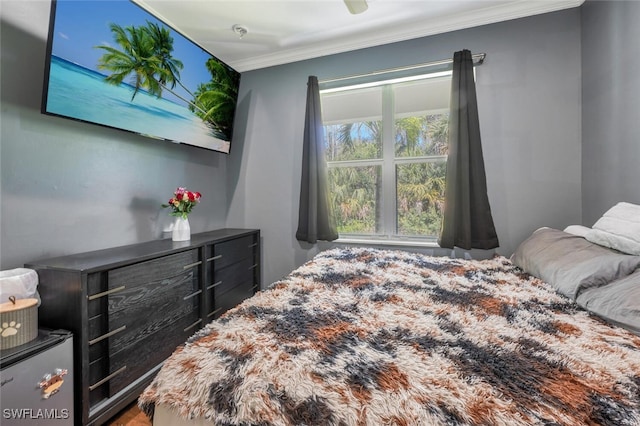 bedroom with ornamental molding