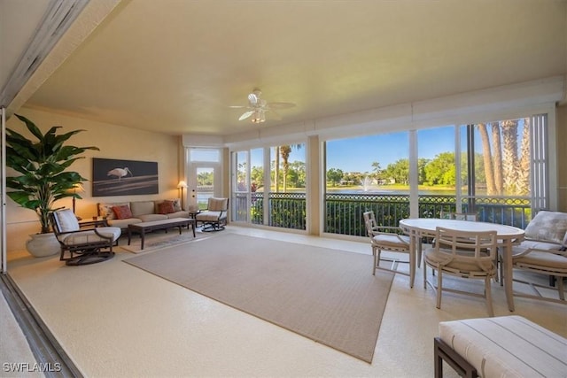 730 Waterford Dr Unit 102, Naples, FL 34113 - sunroom with an outdoor living space, ceiling fan, and outdoor dining area