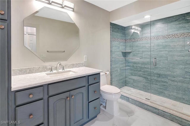 27231 Lakeway Ct, Bonita Springs, FL 34134 - full bathroom featuring a shower stall, toilet, and vanity
