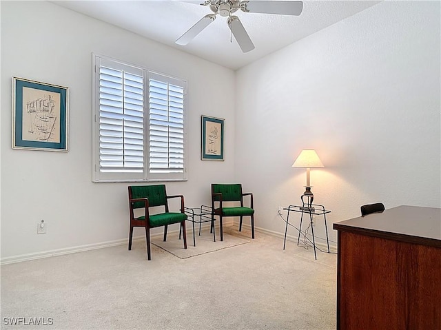 20716 Tisbury Ln, North Fort Myers, FL 33917 - living area with ceiling fan, baseboards, and carpet floors