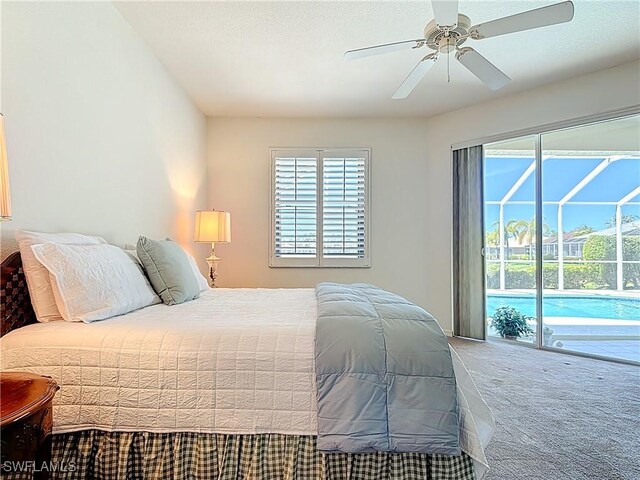 20716 Tisbury Ln, North Fort Myers, FL 33917 - carpeted bedroom featuring access to exterior, multiple windows, and a ceiling fan