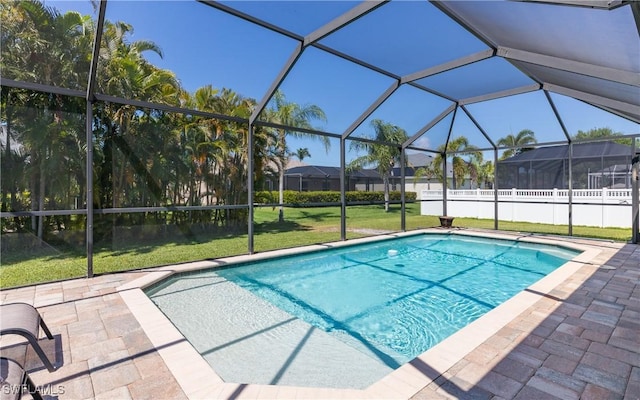 2714 SW 28th Ave, Cape Coral, FL 33914 - outdoor pool with a lawn, glass enclosure, and a patio