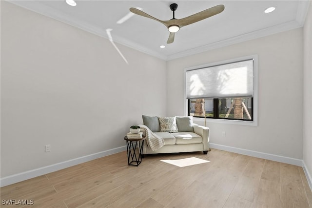 20333 Fair Oak Ln, Estero, FL 33928 - sitting room featuring baseboards, wood finished floors, and ornamental molding