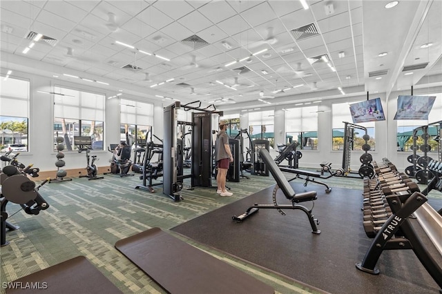 20333 Fair Oak Ln, Estero, FL 33928 - workout area featuring visible vents and a paneled ceiling