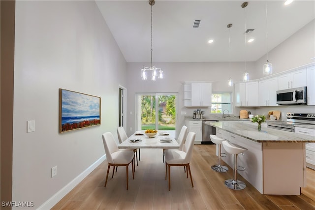 4636-4638 29th St SW, Lehigh Acres, FL 33973 - kitchen with visible vents, stainless steel appliances, white cabinets, and a high ceiling