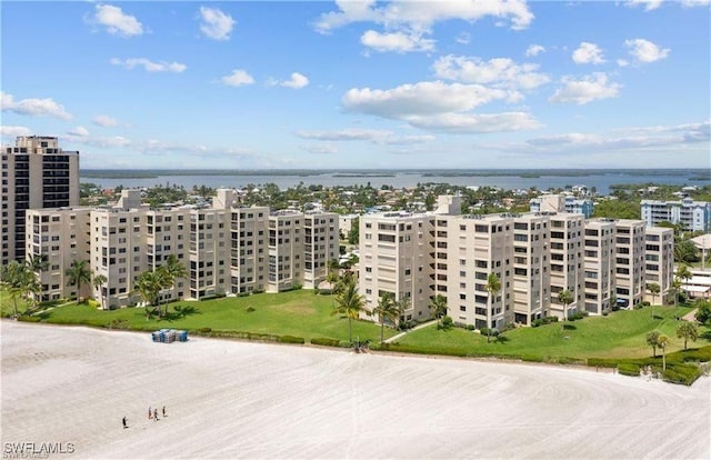 6672 Estero Blvd Unit A606, Fort Myers Beach, FL 33931 - drone / aerial view of a large body of water and apartment complex / building