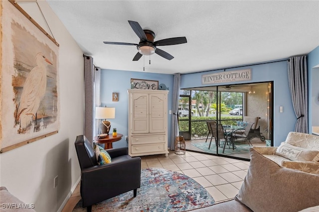 9623 Eaton Gardens Ln Unit 105, Fort Myers, FL 33919 - interior space featuring light tile patterned floors and a ceiling fan