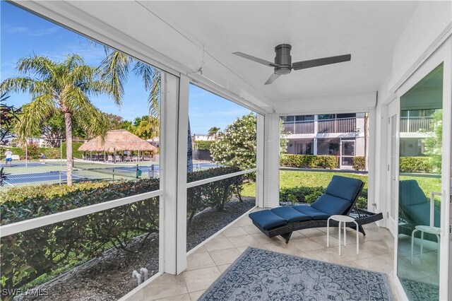 661 W Elkcam Cir Unit 911, Marco Island, FL 34145 - sunroom / solarium featuring a ceiling fan