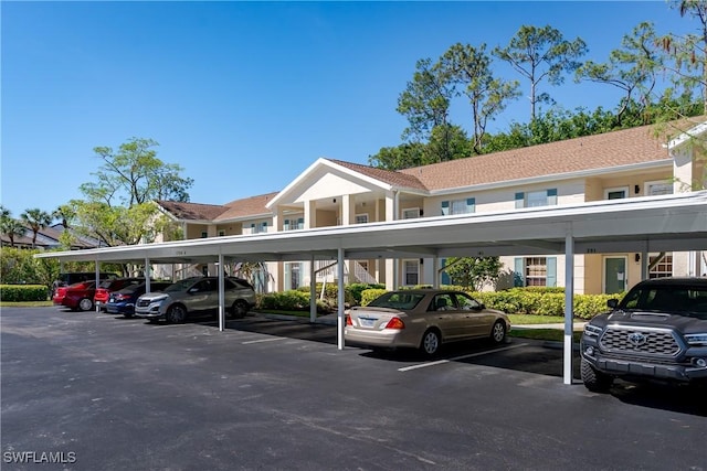 view of covered parking lot