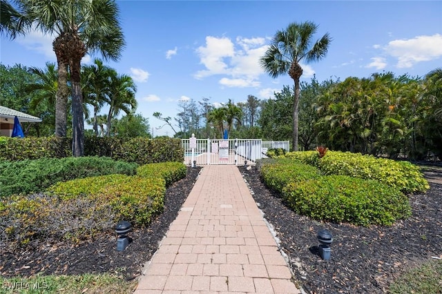 view of home's community featuring a gate and fence