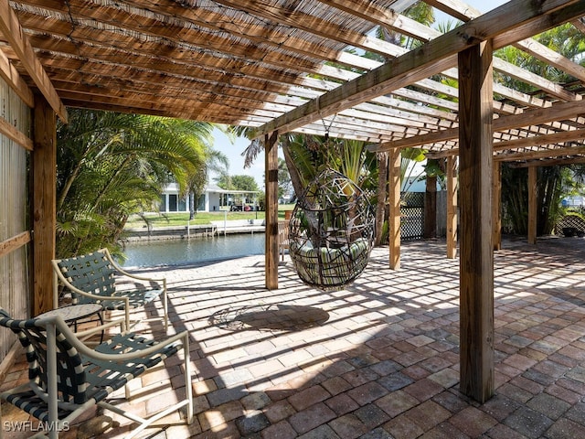 4738 Jackfish St, Bonita Springs, FL 34134 - view of patio featuring a water view and a pergola