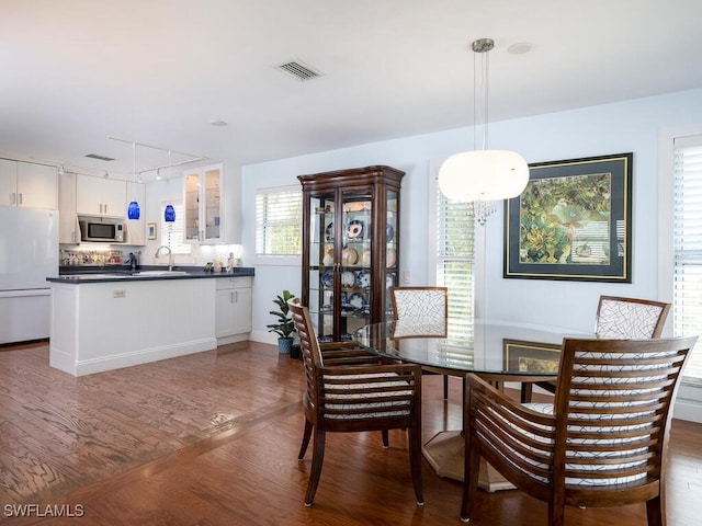 4738 Jackfish St, Bonita Springs, FL 34134 - dining room with track lighting, wood finished floors, and visible vents