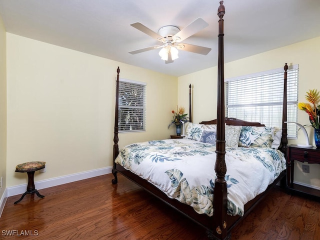 4738 Jackfish St, Bonita Springs, FL 34134 - bedroom with ceiling fan, baseboards, and wood finished floors