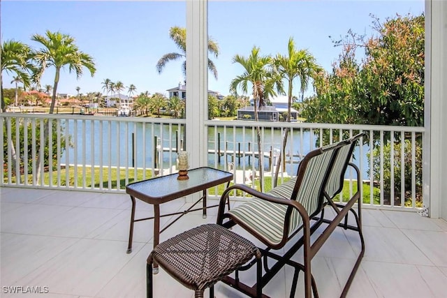 balcony with a water view