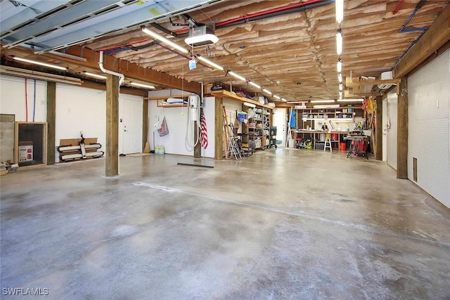 garage with a garage door opener