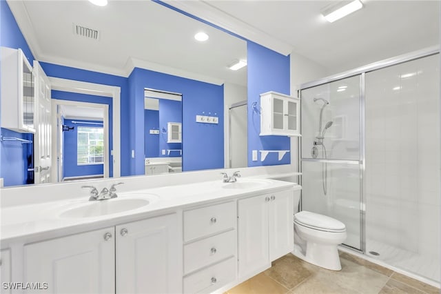 7547 Novara Ct, Naples, FL 34114 - bathroom featuring a shower stall, visible vents, and a sink