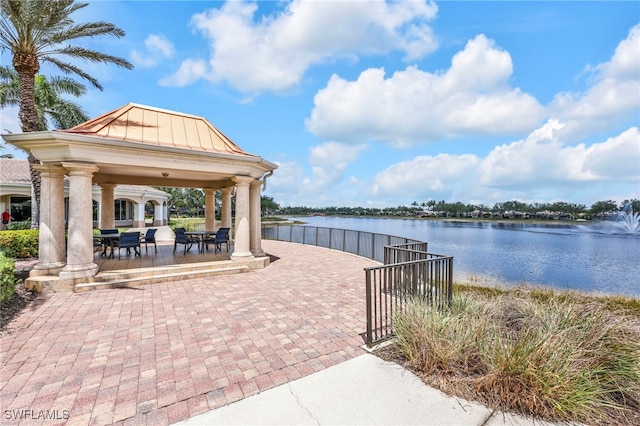 7547 Novara Ct, Naples, FL 34114 - exterior space with a gazebo and a water view
