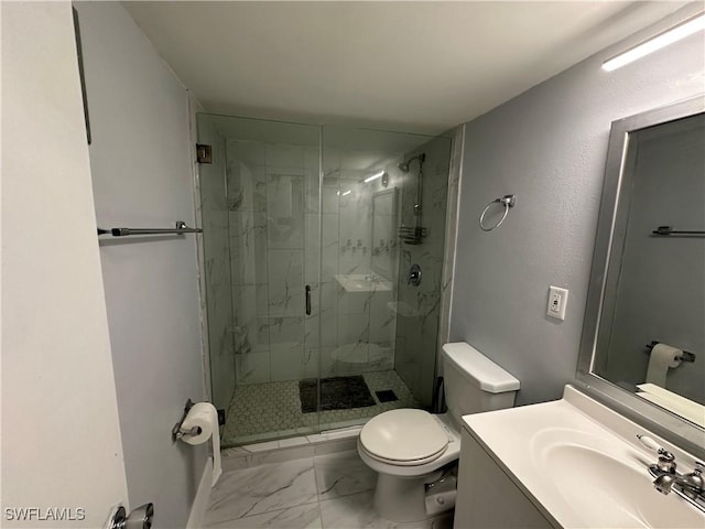1376 Archer St Unit 6, Lehigh Acres, FL 33936 - bathroom featuring a marble finish shower, marble finish floor, vanity, and toilet