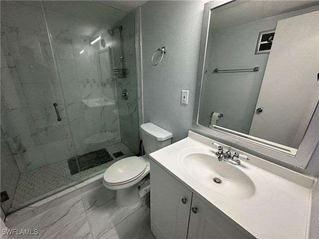 1376 Archer St Unit 6, Lehigh Acres, FL 33936 - full bathroom featuring a marble finish shower, marble finish floor, toilet, and vanity