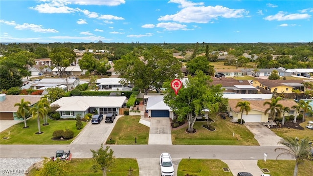 birds eye view of property with a residential view