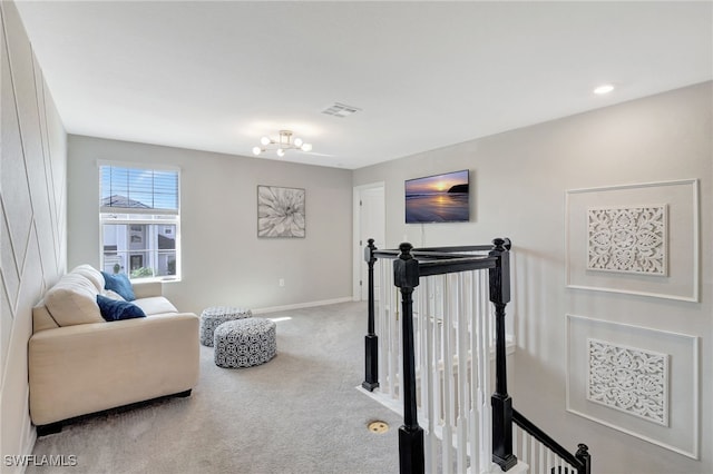 workout room with baseboards, carpet flooring, and visible vents