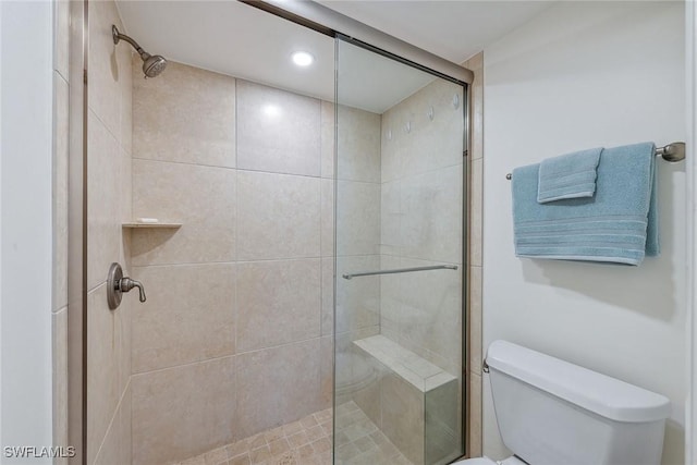 3443 Gulf Shore Blvd N Unit 403, Naples, FL 34103 - bathroom with toilet, recessed lighting, and a shower stall